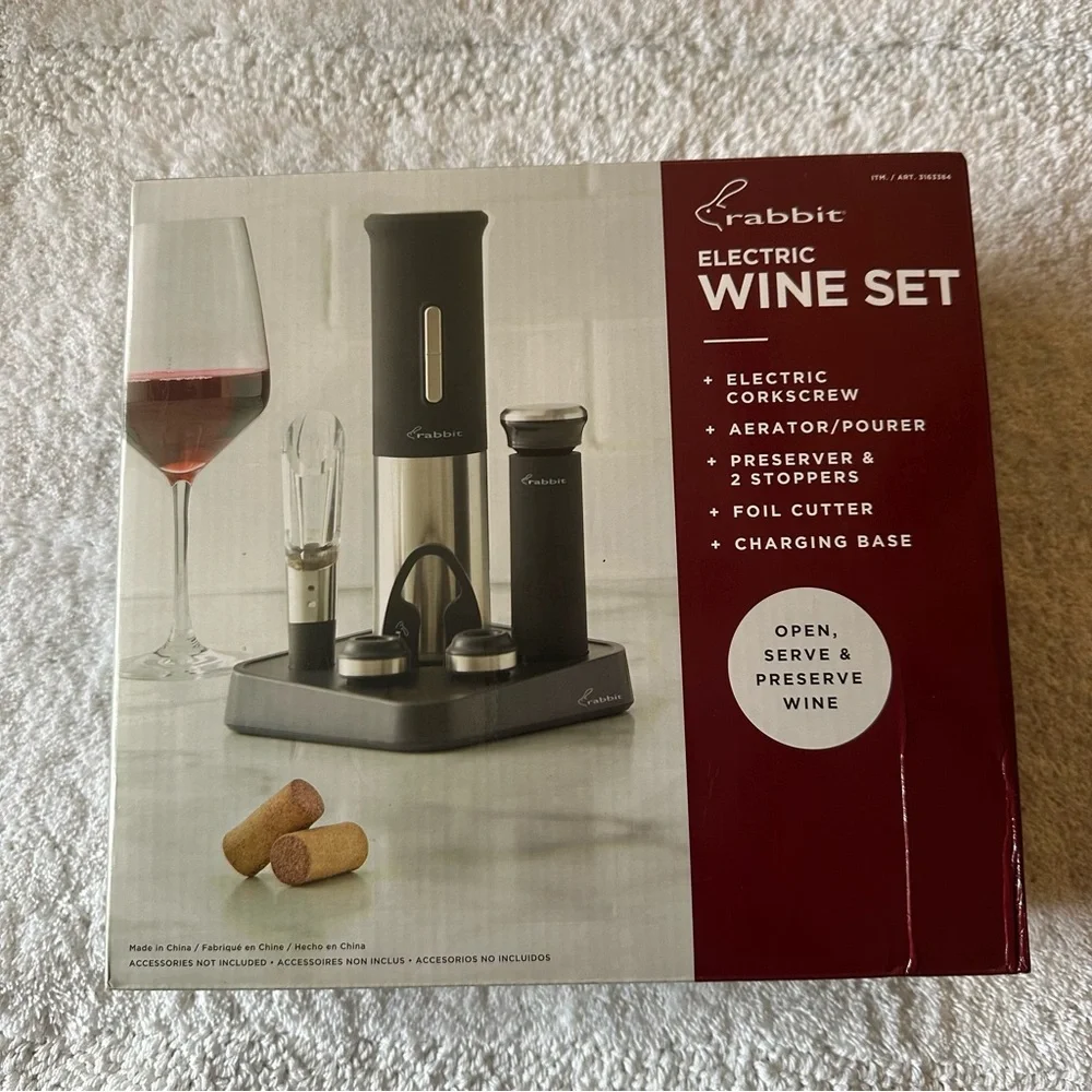 Rabbit Electric Wine Set Corkscrew Aerator rechargeable